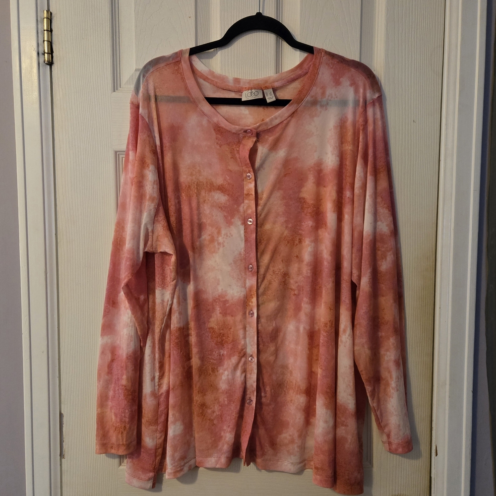 Sheer Tie-Dye Button-Up Women's Cardigan Top